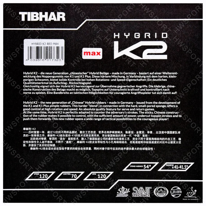 Tibhar Hybrid K2-Feuille de de - Table Tennis Hybrid Rubbers avis et prix